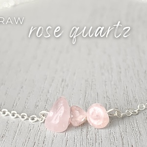 Rose Quartz Necklace Dainty Pink Gemstone Necklace Silver or Gold Pink Crystal Gifts for Bridesmaids Choker Necklace, Love Stone Jewelry