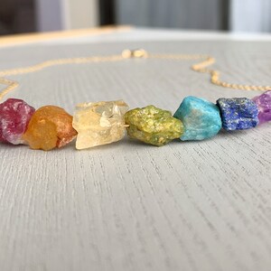 7 Chakra Necklace, Rainbow Necklace, Yoga Gift, Chakra Balancing, Necklace for Women, Seven Chakras, Raw Crystal Necklace, Real Crystals