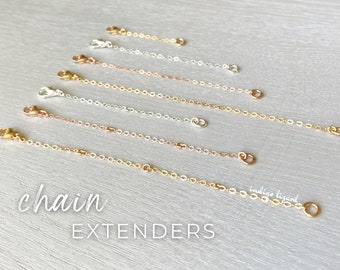 Verlengstuk voor halsketting, hoogwaardig verguld sterling zilver, verlengstuk van 2,5 cm (1 inch), karabijnsluiting, verstelbare lengte.