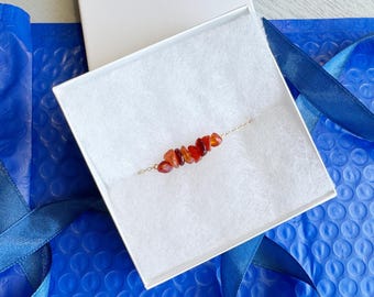 RAW CARNELIAN ANKLET Silver Handmade Red Gemstone Ankle Bracelet Gold Carnelian Jewelry, July Birthstone Bracelet Chakra Jewelry Red Crystal