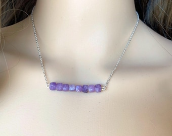 Lepidolite Necklace Sterling Silver, Handmade Purple Gemstone Crystal Necklace Gold, Lepidolite Jewelry, Empath Protection Stones Necklace