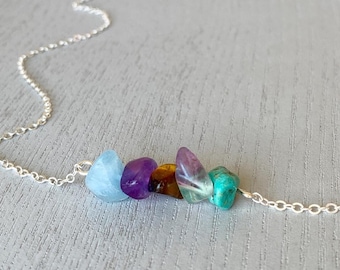 Pisces Necklace, Birthday Gift for Pisces Zodiac Sign, Pisces Sign Necklace Silver or Gold Gemstone Horoscope Necklace, Birthstone Necklaces