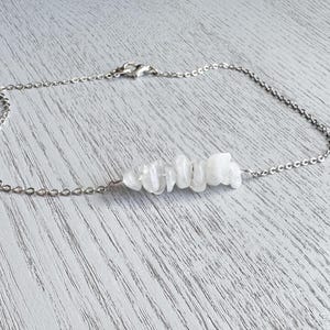 RAW MOONSTONE ANKLET Gold or Silver Moonstone Jewelry, June Birthstone Gift for Bridesmaids Anklets Real Crystal Ankle Bracelet, Boho Anklet image 18