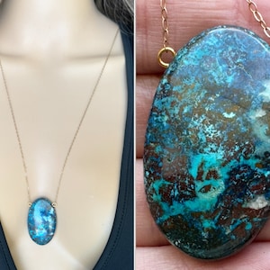 Azurite Chrysocolla Necklace, Blue Gemstone Necklace, Azurite Malachite Jewelry, Raw Crystal Necklace, Azurite Pendant Necklace, EXACT STONE