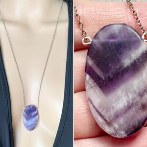 Huge Amethyst Necklace, Purple Amethyst Pendant, Raw Stone Necklace Gold Silver, February Birthstone, Amethyst Crystal Necklace ACTUAL STONE