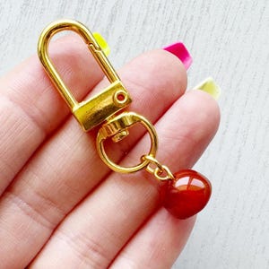 Red Crystal Purse Charm for Handbag, Carnelian Crystal Bag Charm, July Birthstone Pet Collar Charm, Pet Locket, Red Gemstone Bag Charms Gold