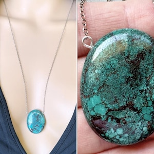 Genuine Turquoise Necklace, Turquoise Crystal Necklace, Blue Stone Necklace December Birthstone, Natural Real Turquoise Jewelry EXACT STONE