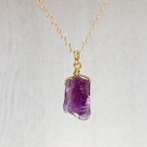 Rough Amethyst Stone Necklace, Mother&#39;s Day Gifts Birthday Amethyst Pendant, Raw Stone Necklace Silver, Purple Crystal Pendant Necklace Gold