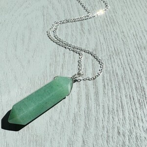 Rohe Grüne Aventurin Kristall Halskette: Sterling Silber, Gold