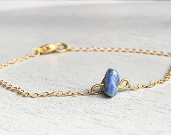 Sodalite Bracelet Sterling Silver Crystal Bracelet for Women, Hippy Gifts for Mom, Daughter, Something Blue Bracelet, Blue Gemstone Bracelet