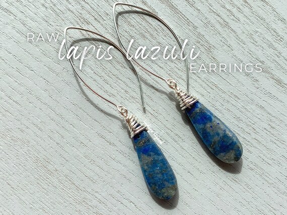 Boucles D'oreilles Pendentif Argent 925 Plaqué Or Avec Lapis-lazuli Bleu - Neuves