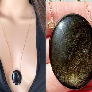 Huge Black Obsidian Necklace, Empath Protection Necklace Stone Pendant, Protection Crystal Necklace, Large Black Stone Necklace EXACT STONE