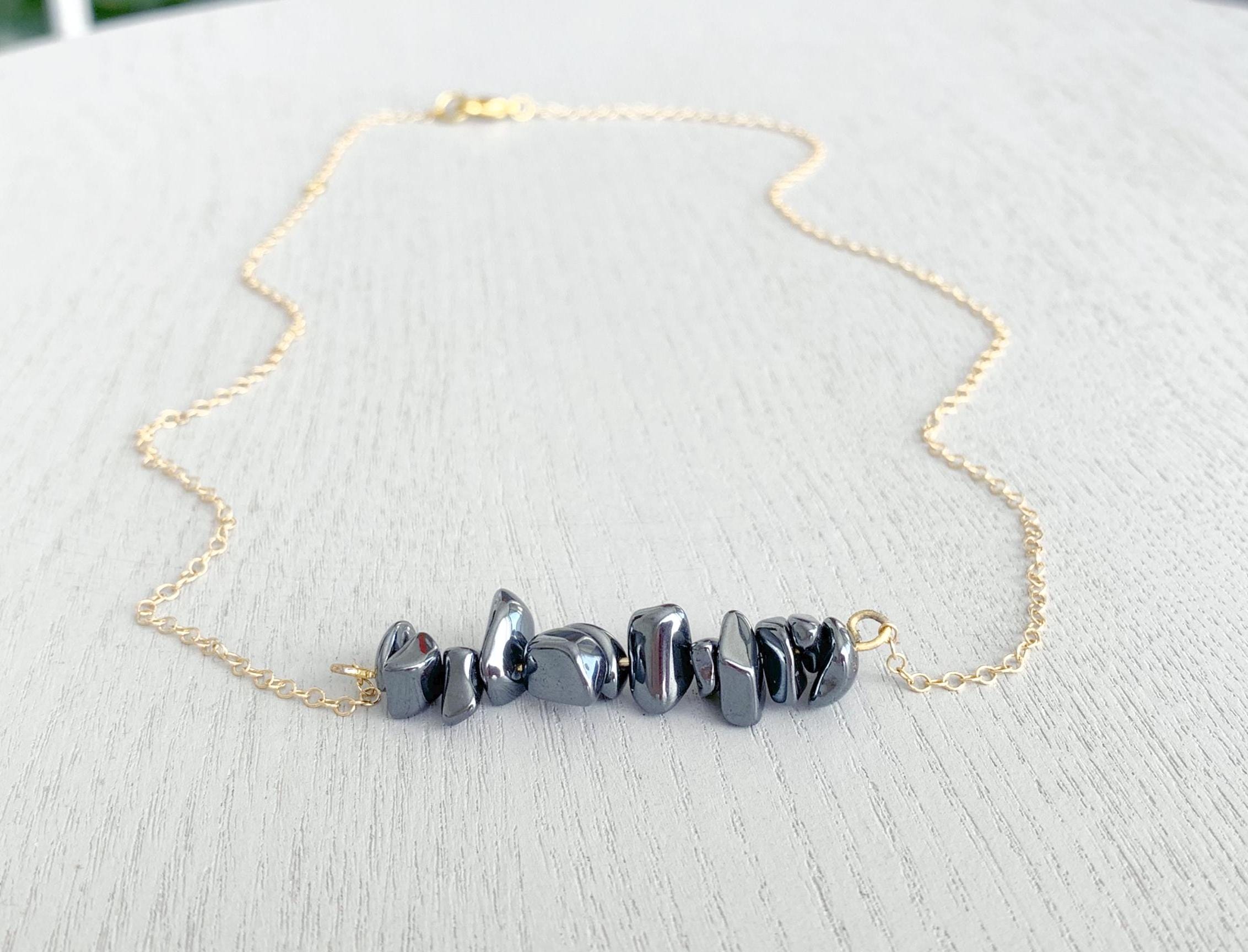 Real Hematite Necklace, Hematite Jewelry, Empath Protection Stone