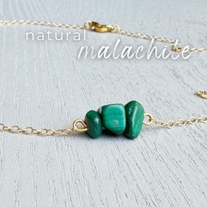 MALACHITE NECKLACE Gold or Silver Crystal Jewelry, Green Gemstone Necklace, Green Malachite Crystal Necklace, Best Birthday Gift for Women