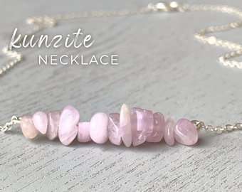 Kunzite Necklace Silver Crystal Necklace, Purple  Kunzite Pendant, Crystal Choker, Pink Kunzite Jewelry, Boho Gemstone Necklace for Women