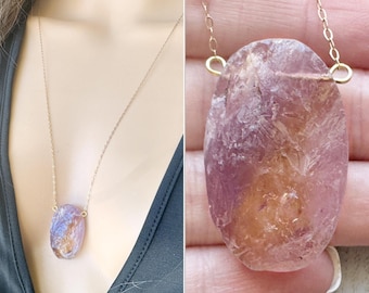Big Raw Ametrine Necklace, Purple Amethyst Citrine Ametrine Pendant, Gemstone Necklace, Ametrine Crystal, Real Ametrine Jewelry ACTUAL STONE