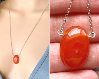 Carnelian Necklace Silver or Gold, Red Stone Necklace, Real Carnelian Crystal Jewelry, Sacral Chakra Necklace, Birthday Gift EXACT STONE