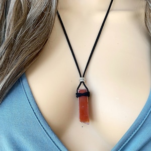 RAW CARNELIAN NECKLACE, Red Crystal Necklace, Carnelian Jewelry, July Birthstone Necklace for Men Carnelian Pendant, Healing Stone Necklace