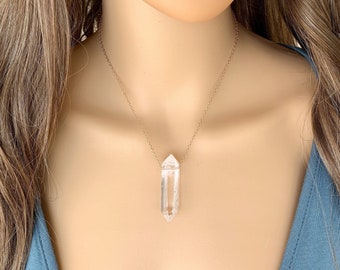 Clear Quartz Necklace Gold or Sterling Silver, Raw Crystal Necklace, Crystal Healing Necklace, Quartz Jewelry, Best Christmas Gifts for Mom