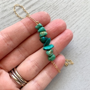 RAW TURQUOISE ANKLET Gold, Christmas Gift for Mom, Daughter, Real Turquoise Jewelry, Blue Stone Ankle Bracelet Silver Bridesmaids Anklet