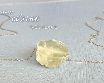 Large Raw Stone Necklace for Men or Women, Yellow Citrine Crystal Pendant, Gifts For Friends, Healing Crystal Necklace, Money Stone Necklace