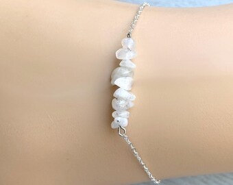 Regenboog Maansteen Armband Goud, Handgemaakte Maansteen Sieraden Witte Edelsteen Enkelband Sterling Zilver Boho Kristallen Helende Armband Cadeau