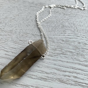 Raw Smoky Quartz Necklace Silver, Raw Crystal Necklace Gold, Smokey Quartz Pendant, Quartz Point Necklace for Men, Raw Rock Stone Jewelry