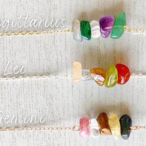 Zodiac Bracelet Silver or Gold Crystal Horoscope Jewelry, Crystal Star Sign Bracelet, Unique Christmas Gift for Womens Birthstone Bracelet