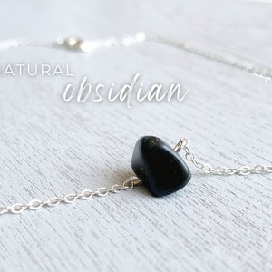 Black Obsidian Necklace, Tiny Black Gemstone Choker, Small Crystal Necklace, Simple Layering Necklace, Christmas Gift for Mom, Grandma, Wife