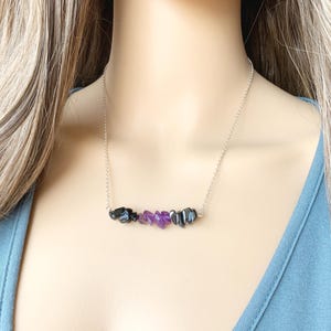 Protection Stone Necklace Silver, Gold Empath Necklace for Spiritual Protection, Obsidian Amethyst Hematite Necklace, Crystal Healing Gift