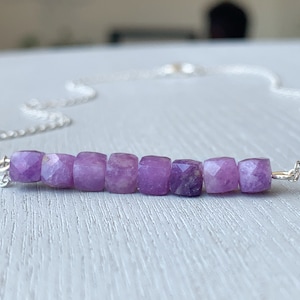 Lepidolite Necklace, Sterling Silver Lepidolite Crystal Necklace, Empath Protection Stones, Crystals for Stress Transition, Libra Birthstone