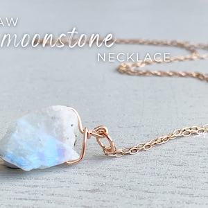 Raw Moonstone Necklace Quality Gold Filled Rainbow Moonstone Pendant, Moonstone Jewelry June Birthstone Necklaces for Women Crystal Necklace