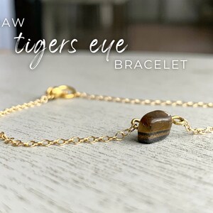 Tigers Eye Bracelet, Raw Stone Bracelet, Natural Crystal Protection Bracelet for Women, Tiny Stone Bracelet Gold Filled or Sterling Silver