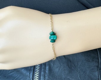 Raw Malachite Bracelet: Sterling Silver or Gold Crystal Jewelry