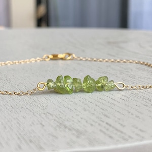 Natural Peridot Anklet, Green Crystal Ankle Bracelet, Real Green Gemstone Jewelry, August Birthstone Gifts for Wife, Mom, Sister, Daughter