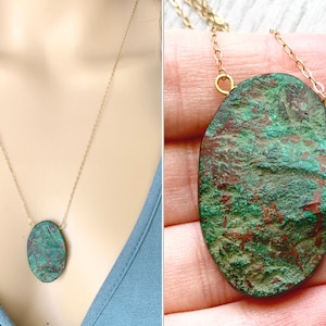 Australian Malachite Necklace Gold or Silver, Raw Malachite Pendant Necklace, Healing Crystal Raw Stone Jewelry Green Stone ACTUAL STONE