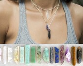 Raw Stone Necklace Rose Gold, Gold or Silver, Crystal Necklace, Raw Crystal Necklace, Mothers Day, Boho Necklace, Crystal Healing Necklace