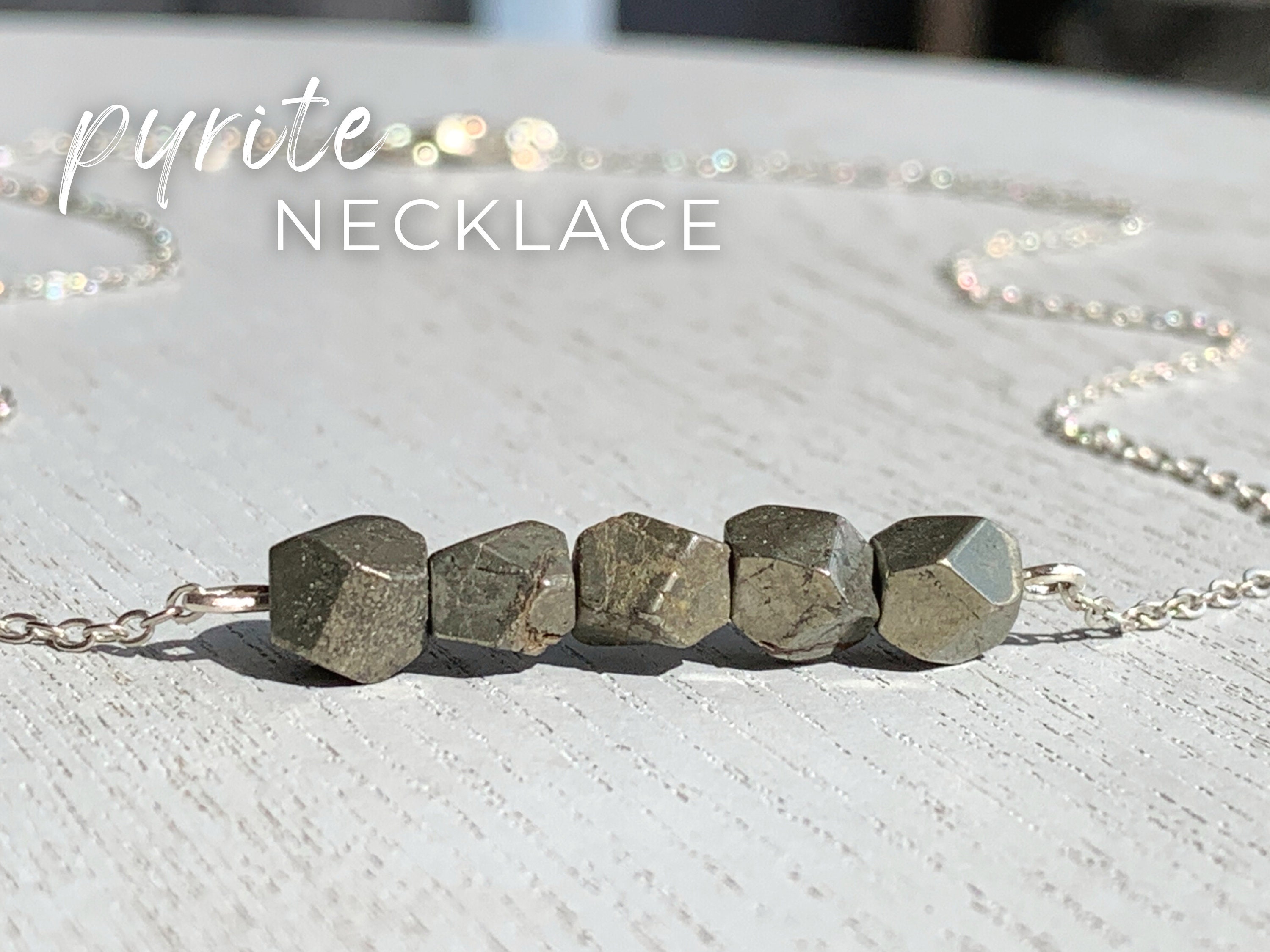 Pyrite stone necklace deals
