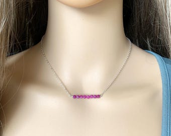 Raw Ruby Necklace 14k Gold, Red Crystal Gemstone Necklace, Handmade Ruby Jewelry Sterling Silver, Genuine Ruby July Birthstone Gifts for Her