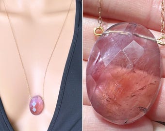 Large Ametrine Pendant Necklace, Natural Ametrine Necklace, Statement Necklace, Raw Purple Stone Necklace, Heart Chakra Necklace EXACT STONE