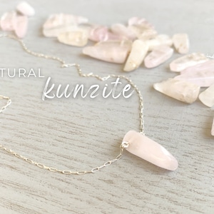 Dainty Kunzite Necklace, Pink Crystal Necklace Silver Mothers Day Necklace, Crystal Healing Necklace for Women, Gifts for Mom from Daughter