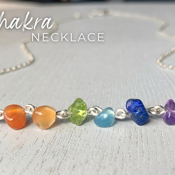 Chakra Crystal Necklace, 7 Chakra Necklace Gold or Silver, Intentional Gift, Multi Color Bead Necklace, Rainbow Pride Necklace, Seven Chakra