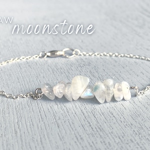 RAW MOONSTONE ANKLET Gold or Silver Moonstone Jewelry, June Birthstone Gift for Bridesmaids Anklets Real Crystal Ankle Bracelet, Boho Anklet image 1