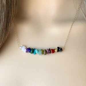 Raw Gemstone Necklace Beaded, Birthday Gift for Her, Mixed Crystal Necklace, Statement Crystal Necklace, Crystal Healing Gift, Natural Gems