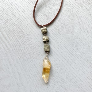 Crystal Car Charm, Rear View Mirror Citrine & Pyrite Gemstone Sun Catcher Car Accessories For Women Car, Boho Car Decor, New Car Gifts