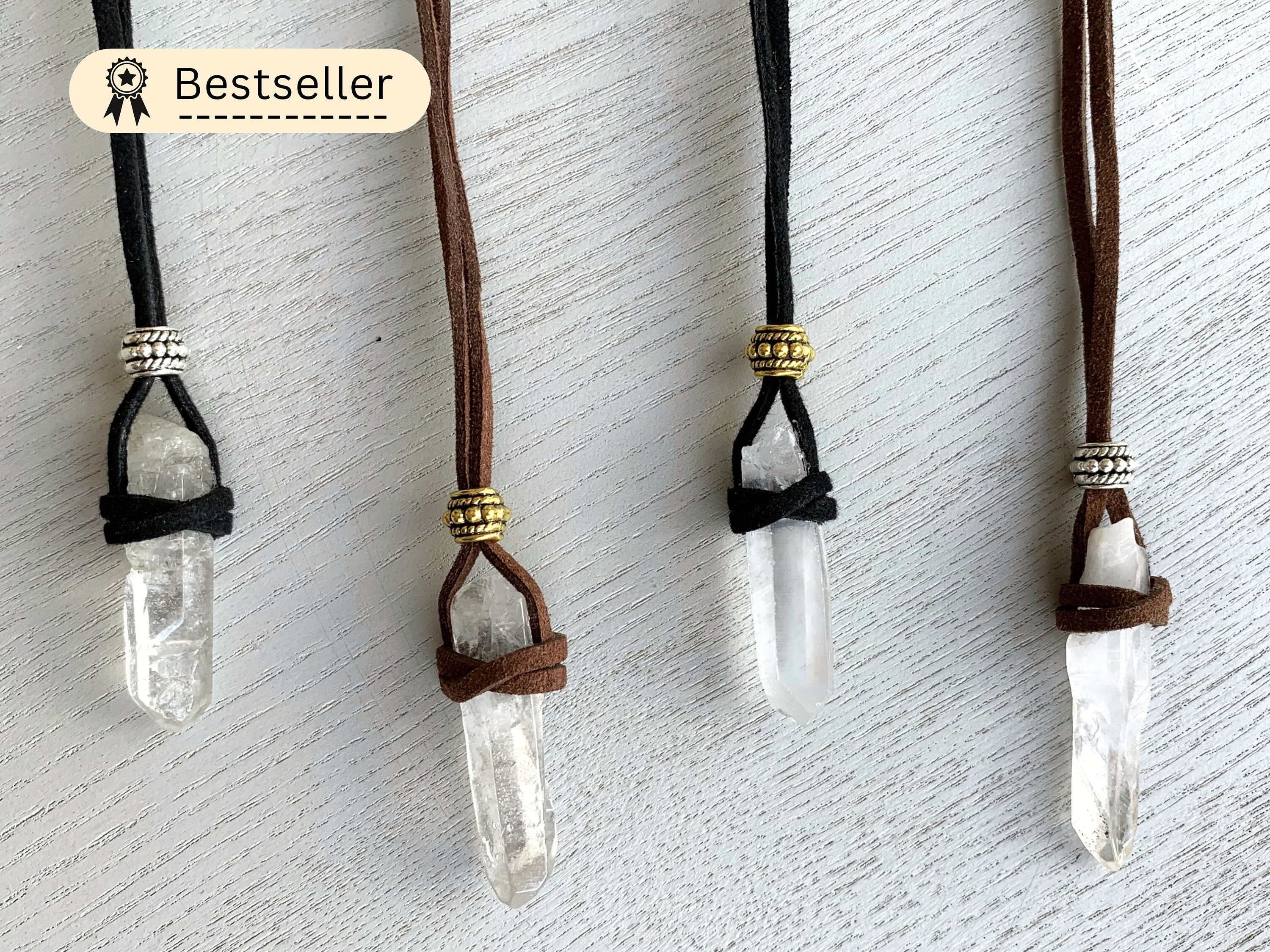Leather crystal necklace deals