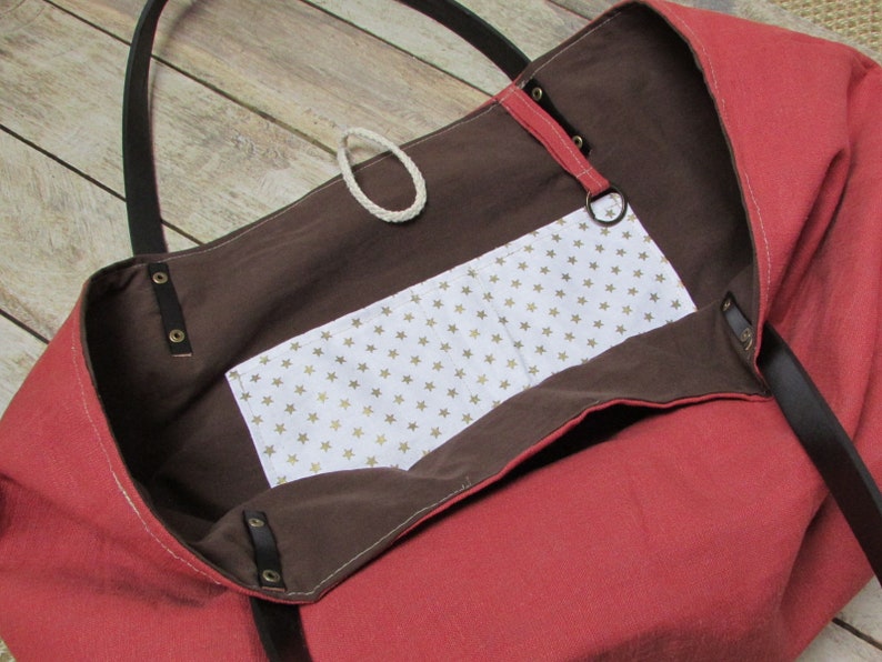 clutch lining 28 x 53 x 12 cm-153 large handbag Linen tote bag