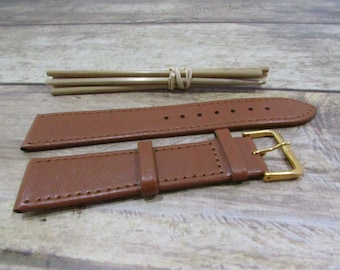 Bracelet wristwatch, 16mm, 18mm, 20 mm light brown, dark brown, black leather - with stem