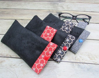 Customizable glasses case, padded pouch, faux leather fabric cover - 18 x 9 cm - 183