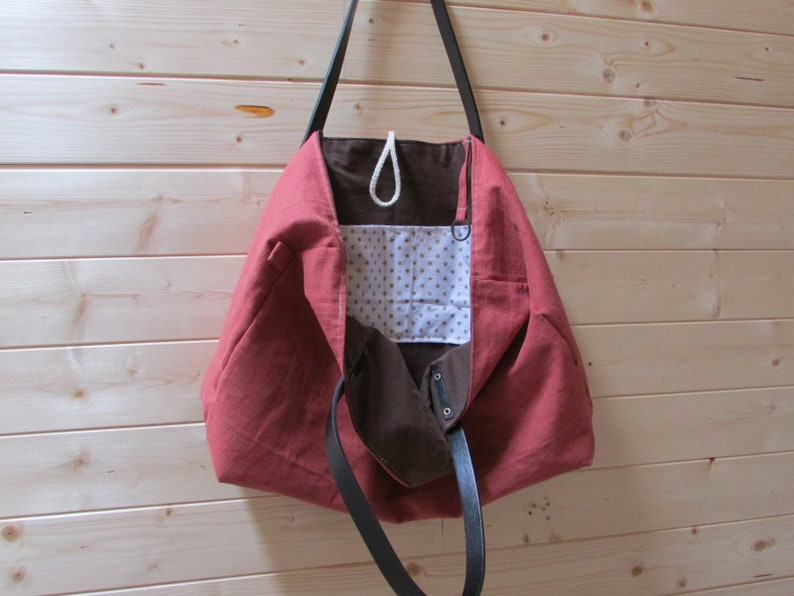 clutch lining 28 x 53 x 12 cm-153 large handbag Linen tote bag
